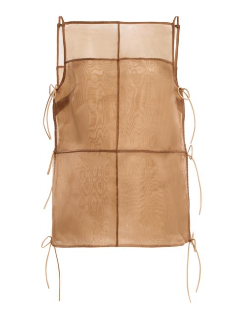 STAUD Chandler Tie-Detailed Chiffon Top brown