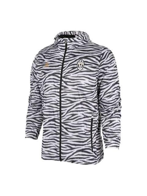 adidas Juventus Zebra Woven hooded track Jacket Black White AZ5338