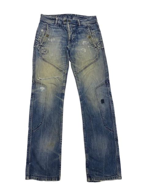 Diesel VINTAGE DIESEL DISTRESSED ZIGZAG PATCHWORK DENIM BIKER PANTS