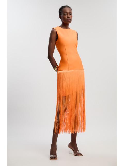 KAREN MILLEN Petite Figure Form Bandage Tassel Hem Knitted Dress