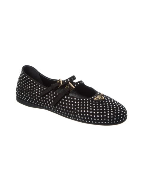 Prada Prada Crystal Suede Ballerina Flat