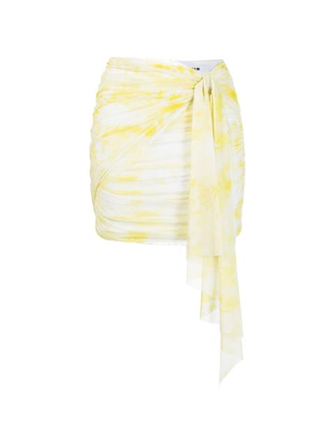 MSGM graphic-print ruched miniskirt