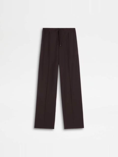 Tod's PANTS IN WOOL WITH DRAWSTRING - BROWN