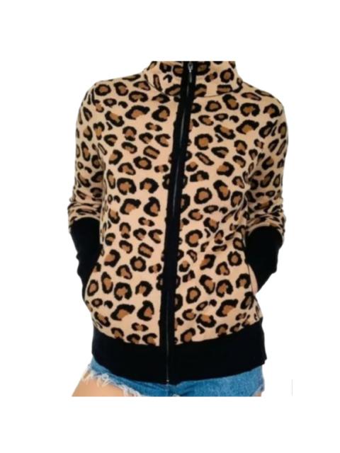 Other Designers Rachel Zoe Zip Up Knit Leopard Sweater Size Medium