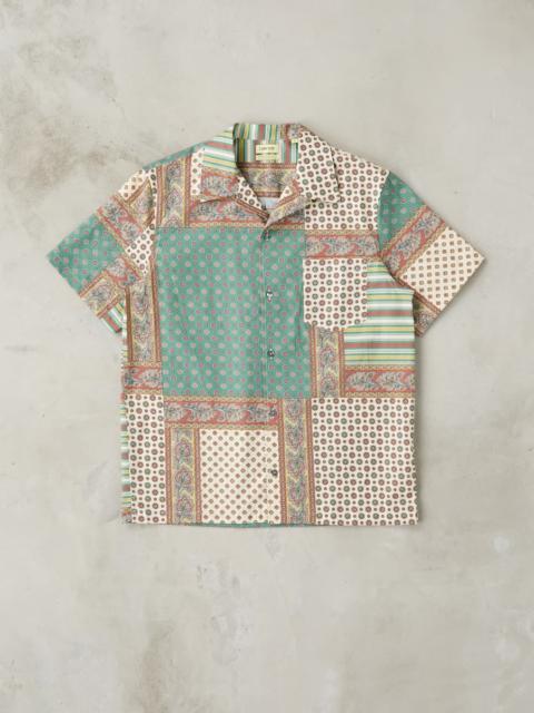 DE BONNE FACTURE Provence Vintage Bed Sheet Camp Short Sleeve Shirt - Patchwork Print
