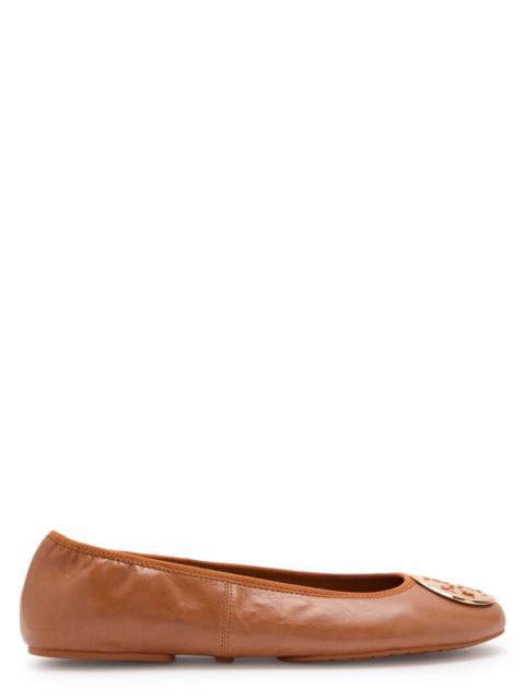 TORY BURCH Tory Burch Reva Travel Logo Leather Ballet Flats