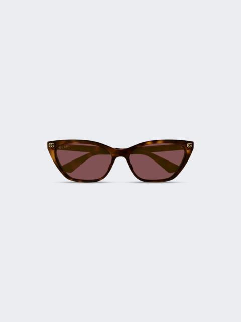 Gg Logo Cat-eye Sunglasses Shiny Medium Havana