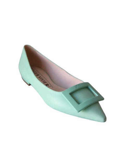 Roger Vivier Roger Vivier Gommettine Ball Patent Leather Ballet Flats Light Green