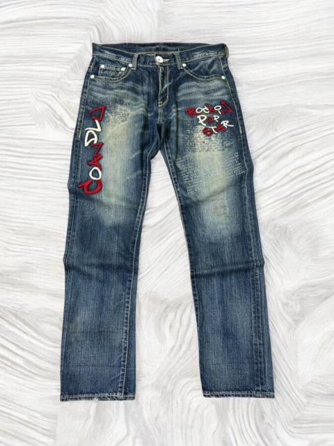 Hysteric Glamour Japanese Co & Lu Embroidered Acid Wash Poem Denim Jeans
