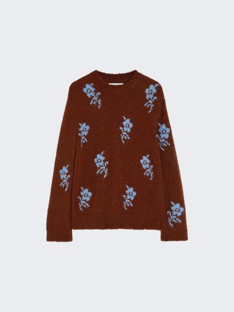 Jil Sander Wool Flower Intarsia Knit Sweater Shore