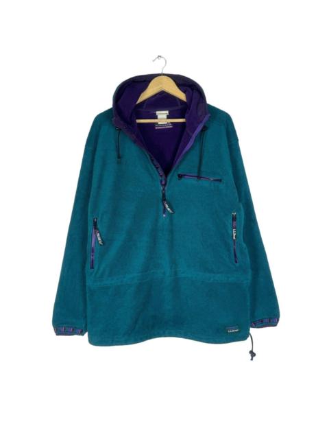 Other Designers Vintage - ☀️90s LL BEAN FLEECE HOODIE HALF ZIPPER JACKET