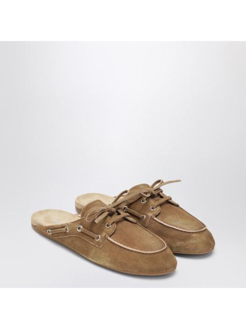 Miu Miu Miu Miu Cinnamon-Colored Washed Suede Leather Mules Women