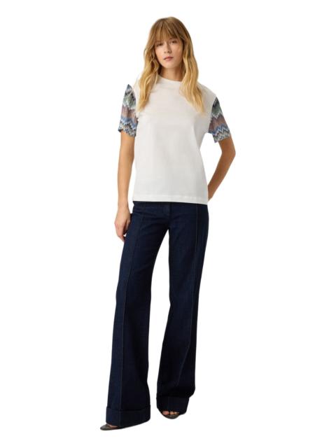 Missoni Missoni Cotton Jersey Crewneck T-shirt With Contrast Sleeves in Green& Brown at Nordstrom