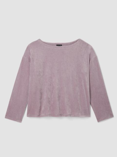 EILEEN FISHER Cozy Velour Knit Bateau Neck Top