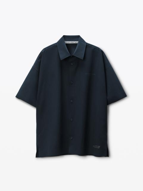 Alexander Wang black laser-cut logo button up shirt