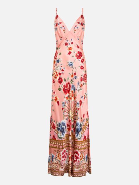 CAMILLA V NECK FULL LENGTH BIAS SLIP DRESS