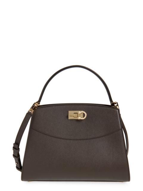 FERRAGAMO FERRAGAMO Small Studio Box Leather Top Handle Bag in Testa Di Moro at Nordstrom