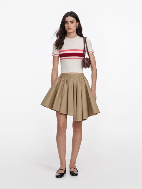 self-portrait Cream Stripe Viscose Knit Top