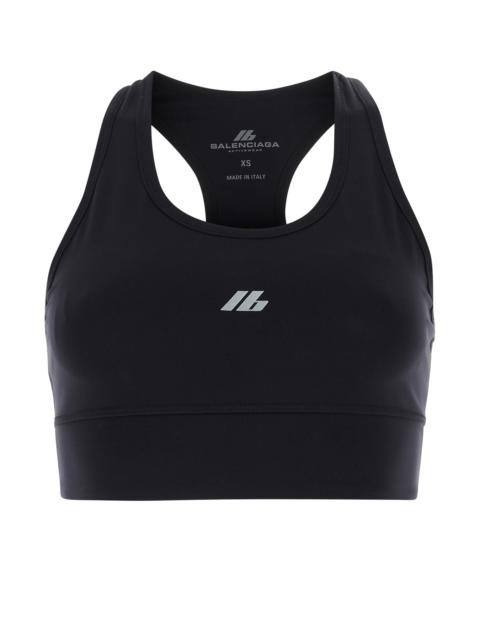 BALENCIAGA Black stretch nylon crop-top