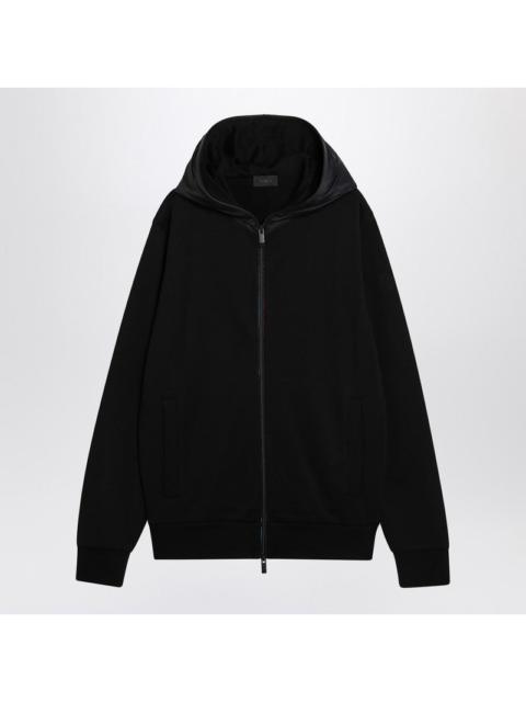 Moncler Black Zip Cardigan In Cotton And Nylon Men