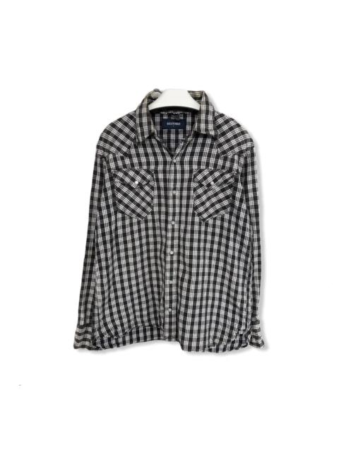 Other Designers Japanese Brand - Japanese Brand Back Number Plaid Tartan Shirt Button Up