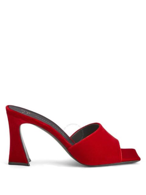 Giuseppe Zanotti Giuseppe Zanotti Red Solhene Velvet-Effect Mules