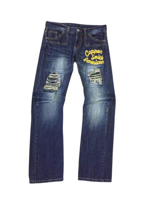 Other Designers Distressed Denim - Copper Smith American patchwork distressed denim jeans