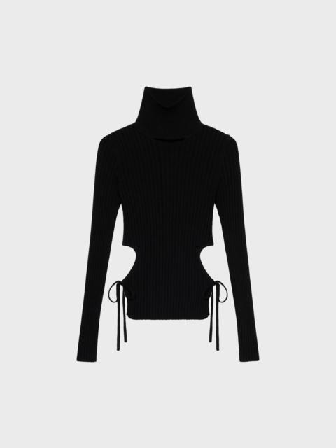 Blumarine RIBBED TOP WITH CUT-OUT AND TIES