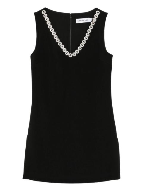 self-portrait crystal-embellished V-neck dress