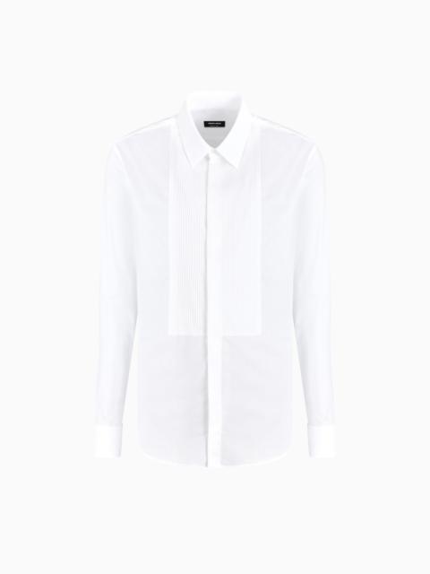 GIORGIO ARMANI COTTON TUXEDO SHIRT WITH PLEATED DETAIL
