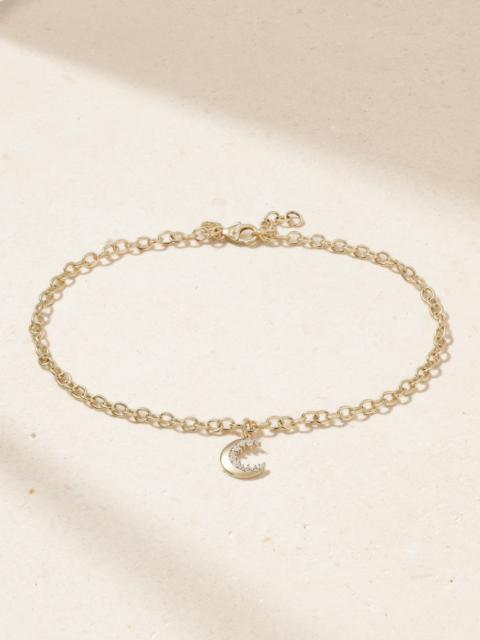 SYDNEY EVAN Small Cocktail Crescent Moon 14-karat Gold Diamond Anklet