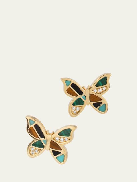 SYDNEY EVAN 14K Yellow Gold Mosaic Butterfly Stud Earrings with Diamonds