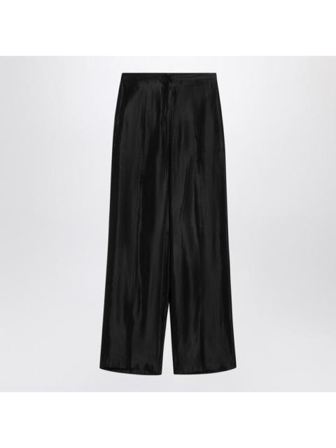 Loulou Studio Wide black trousers in linen and silk