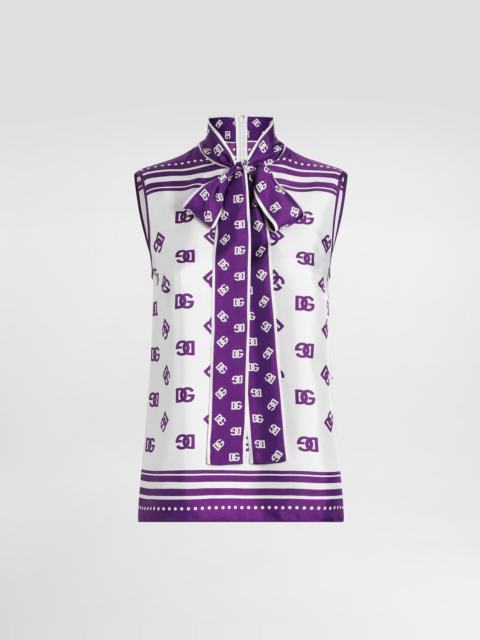 Dolce & Gabbana DG logo all-over silk twill top