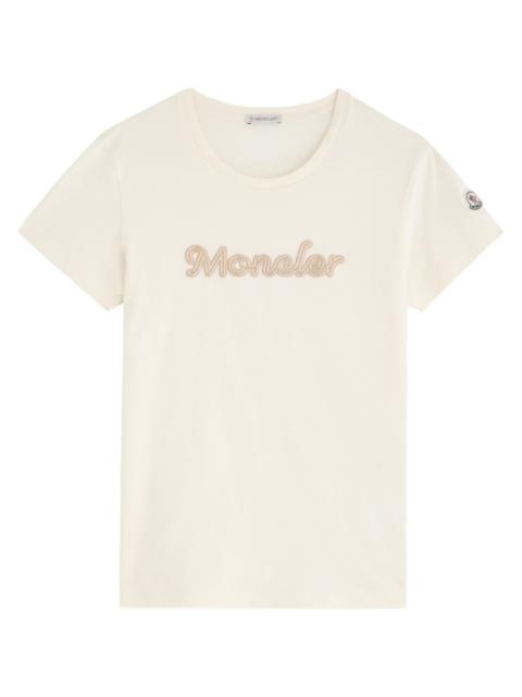 Moncler Logo-embroidered Beaded Cotton T-shirt