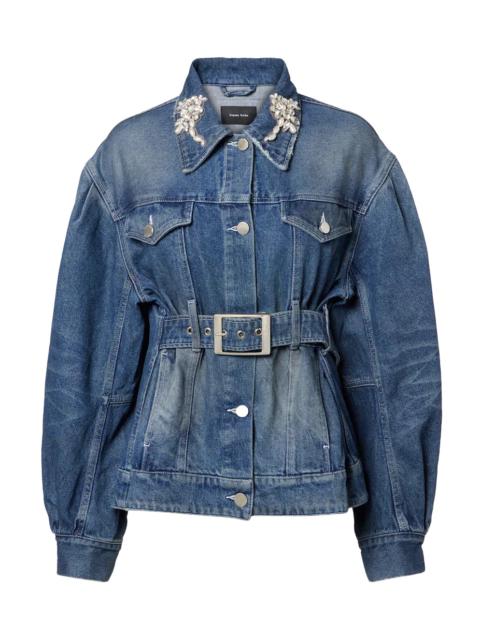 Simone Rocha Simone Rocha Multi Belt Waist Tail Denim Trucker Jacket W/ Emb Blue