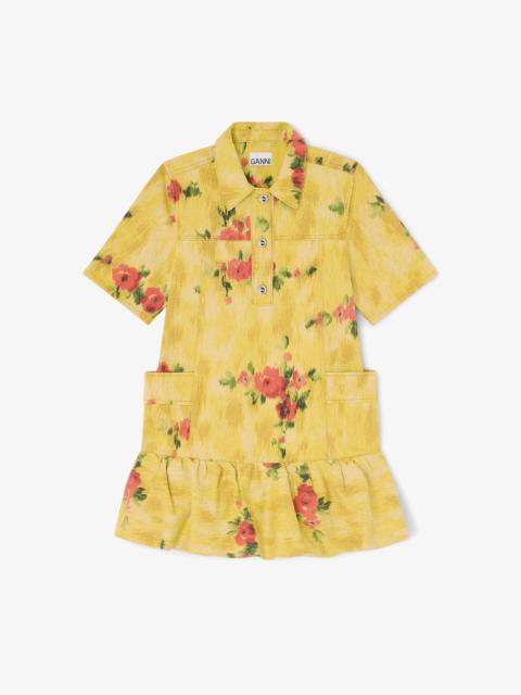 GANNI DRESS IN YELLOW PRINTED DENIM