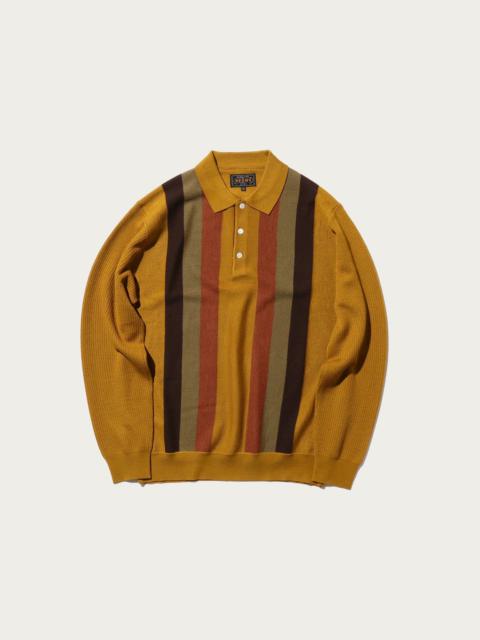 Striped Knit Polo - Mustard