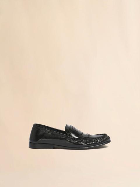Marni BLACK LEATHER TASSEL LOAFER WITH COLLAPSIBLE HEEL