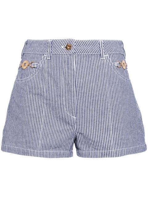 PATOU striped denim mini shorts