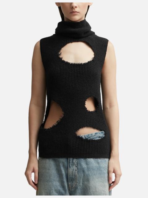 MM6 Maison Margiela DISTRESSED SLEEVELESS JUMPER