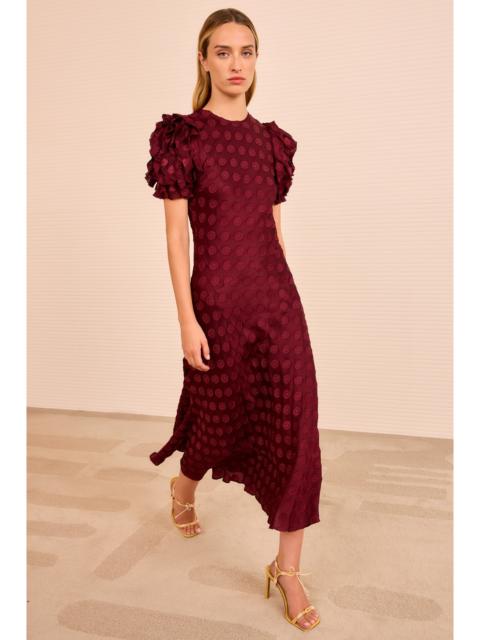 ULLA JOHNSON Elvia Ruffle Sleeve Midi Dress