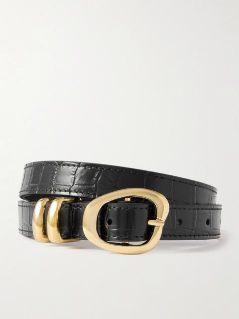 AMANU The Tugela Croc-effect Leather Belt