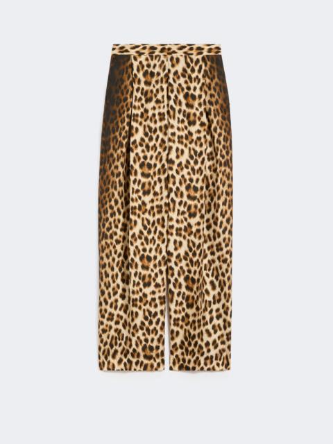 Sportmax Animal-print pure silk trousers - CAMEL
