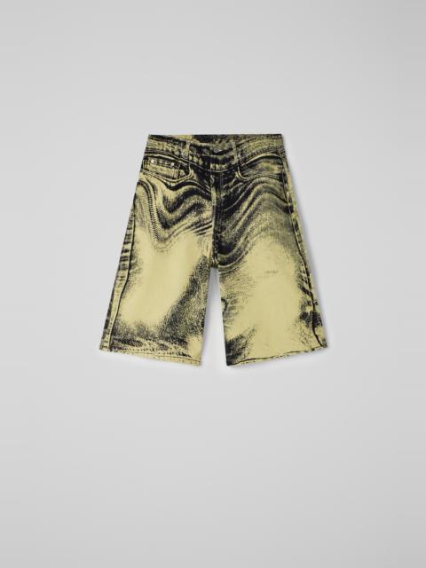 CAMPERLAB Yellow-Black Distorted Print Denim Shorts