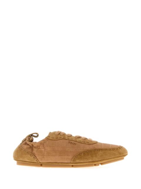 FENDI Fendi Men Camel Leather And Suede Fendi Fit Sneakers