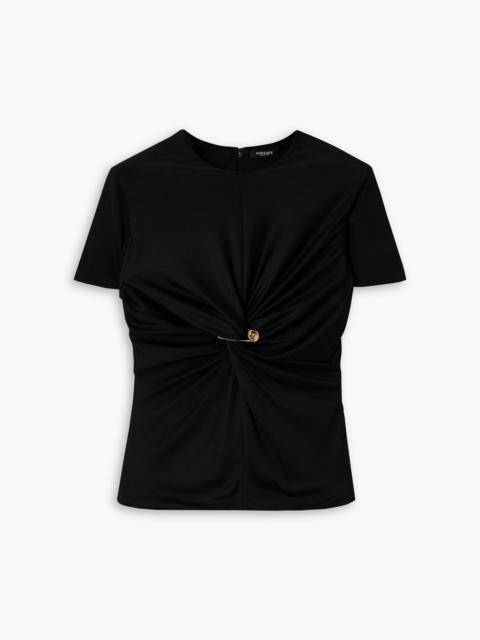 VERSACE Twisted embellished jersey T-shirt