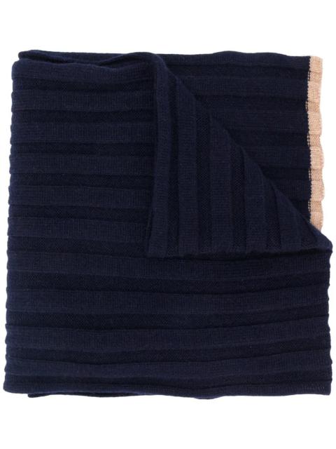 Brunello Cucinelli Brunello Cucinelli Cashmere Ribbed Scarf Blue