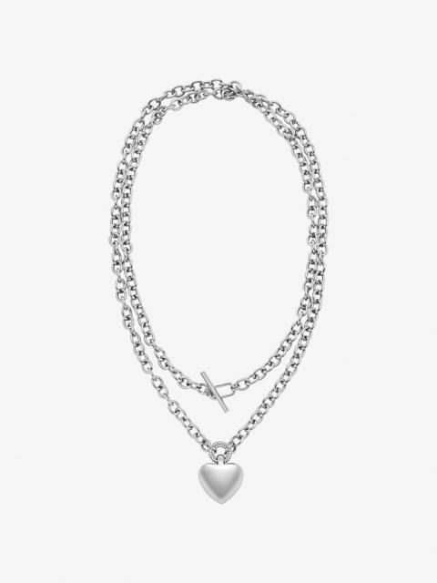 MICHAEL KORS Pavé Puffy Heart Pendant Necklace