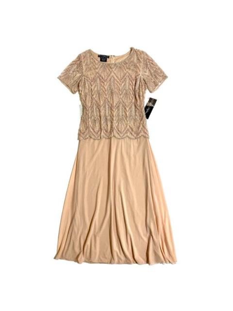 Other Designers Pisarro Nights Beaded Mesh Gown Beaded Pink Sequin Blush Dress SZ 10 NWT